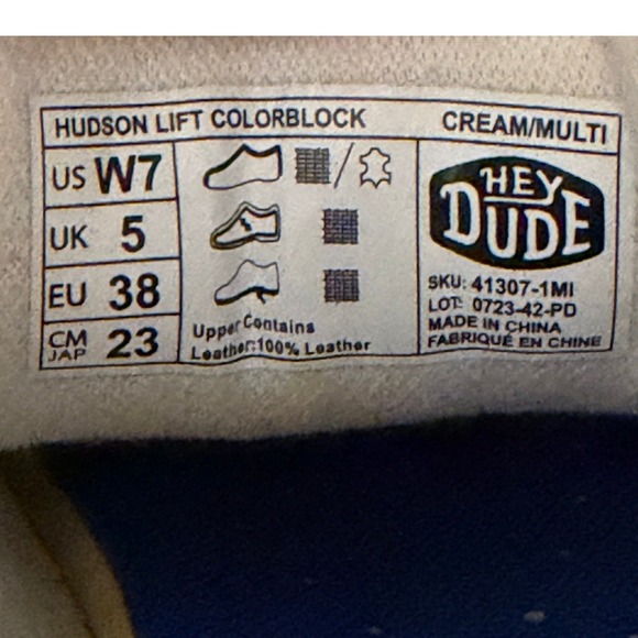 Hey Dude Women's Size 7 Hudson Lift Colorblock Cream/Multi  0221 - Picture 8 of 9